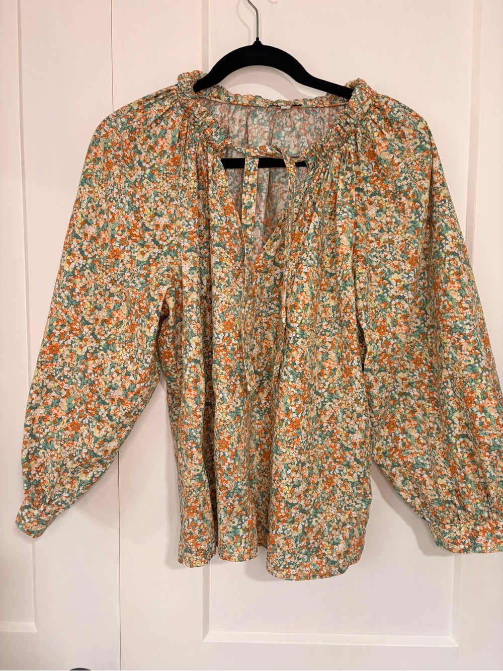 Rails Floral Tie-Neck Blouse